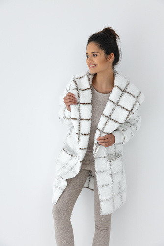 Sensis Delphine Cardigan – weiß-kariert