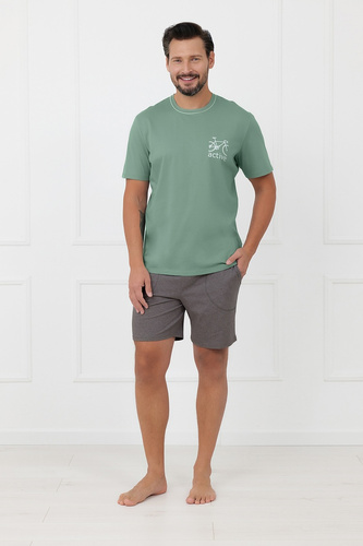 Herren-Pyjama Active Italian Fashion Baumwolle kurz Fahrrad Salbei