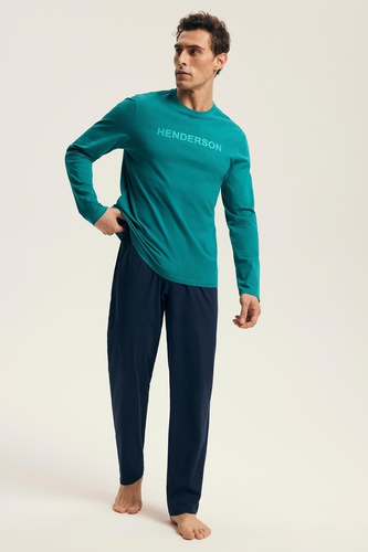 Core 43490 Vise Henderson Herren-Pyjama grün – Baumwolle, lange Ärmel, elegante Verpackung