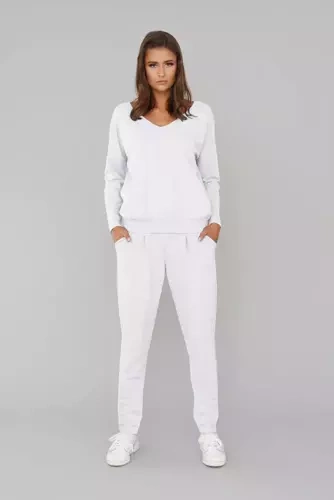 Karina Damen Langarmset, Hose Italian Fashion - weiß
