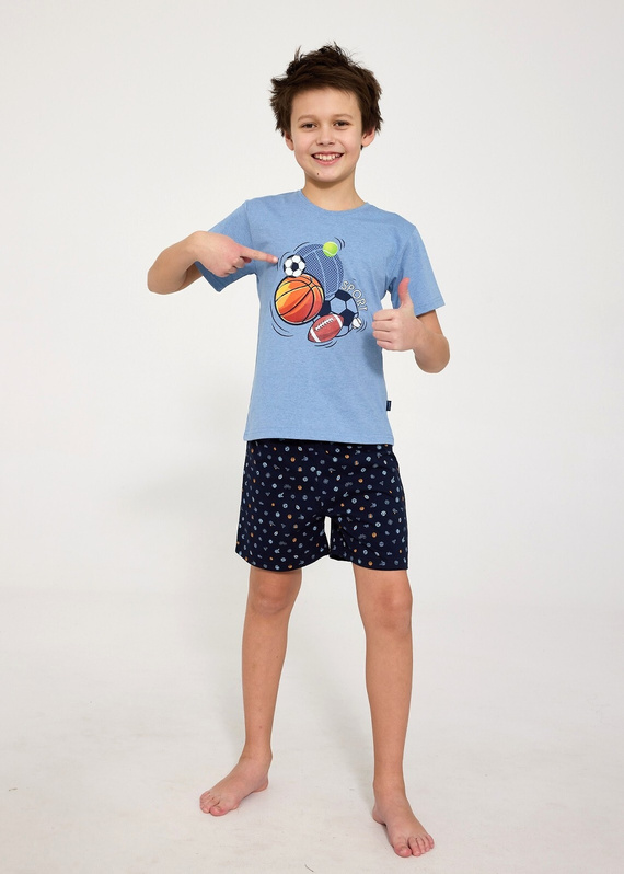Jungen Baumwollpyjama Cornette Young Boy 790/126 Sport blau