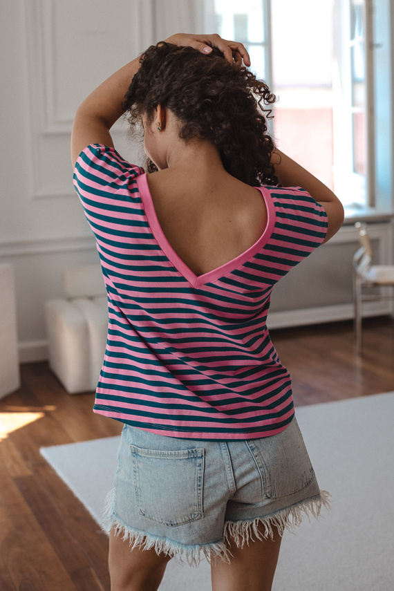 Milk&Love Umstandsbluse Two Ways 2in1 Stillbluse Wendedesign V-Ausschnitt pink-smaragd