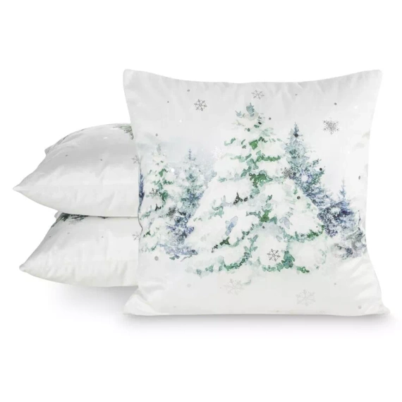 CHP348 Eurofirany Weihnachtskissenbezug 45x45 Samt mit Druck und Paspelierung