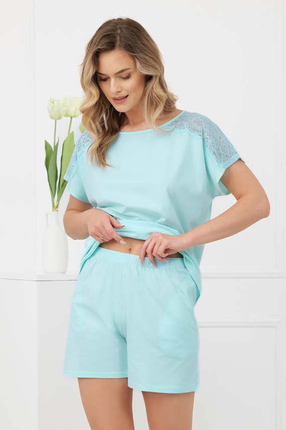 Damenpyjama Sensual Italian Fashion Baumwolle Spitze Shorts