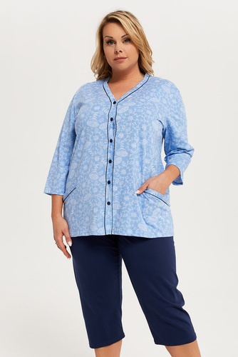 Jomala Damen Schlafanzug 3/4 Ärmel, 3/4 Hose Italienische Mode