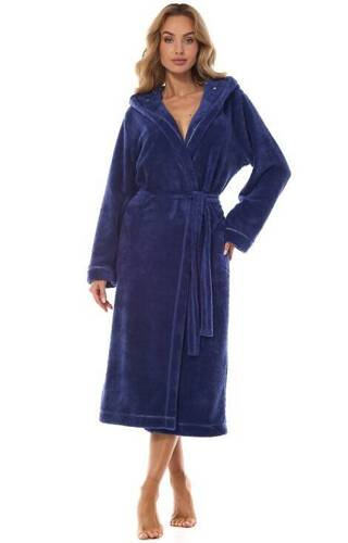 2412 Night Langer Damenbademantel L&L – Marineblau