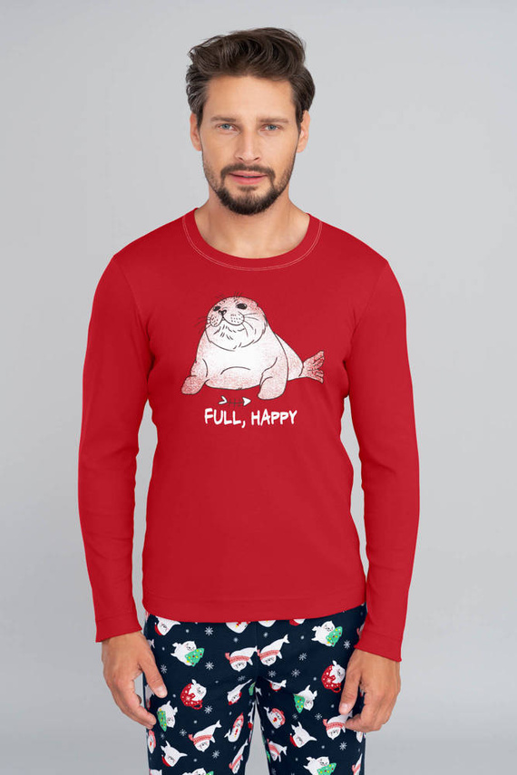 Elder Pajamas Herren Langarm, lange Hose Italian Fashion- rot/print navy blau 