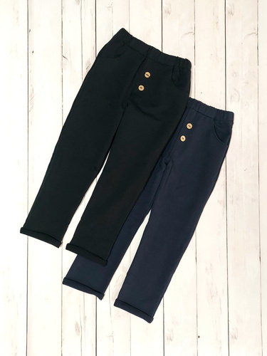 Adaś Bambarillo Dunkelblaue Jungen Baumwollhose mit Knöpfen