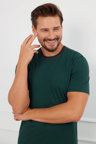 Fogo Herren Kurzarm-Pyjama, Shorts Italian Fashion - grün/print 