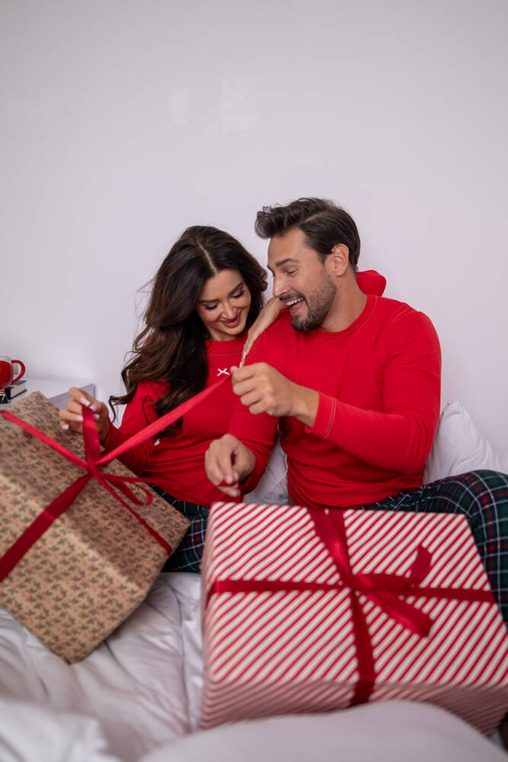 Fogo Herren Schlafanzug langarm, lange Hose Italian Fashion - rot/print