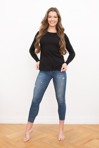 Ibiza Bluse Damen Langarm Italienische Mode - schwarz