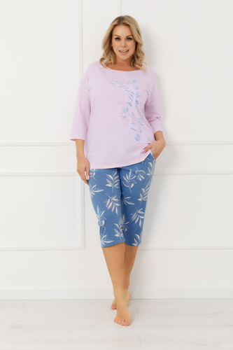 Damen Pyjama ERULA Italian Fashion Baumwolle Jersey 3/4 Ärmel Plus Size