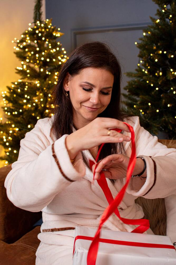 717 Serena Kurzer Morgenmantel für Damen - ecru