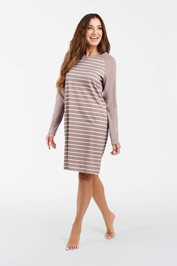 Oda Nachthemd Italian Fashion - Cappuccino Druck