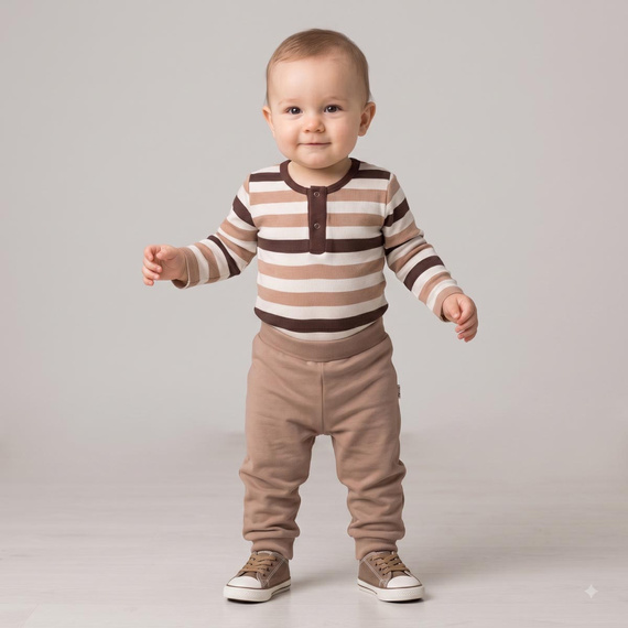 227096 Nicol BENEK Babybody langarm gestreift braun beige ecru