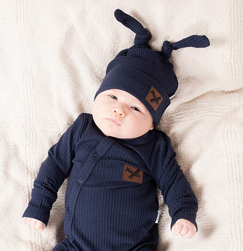 219055 Willy Nicol Babymütze – Baumwolle, Marineblau, Doppelknoten