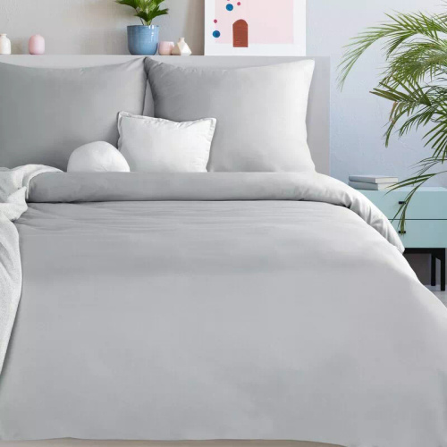 Bettwäsche MI aus Mikrofaser Eurofirany, weich, mit Reißverschluss, 100% Polyester, silber