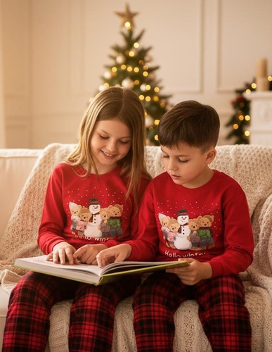 594/185 592/185 Winter Cornette Mädchenpyjama – Weihnachten, Rot, Baumwolle