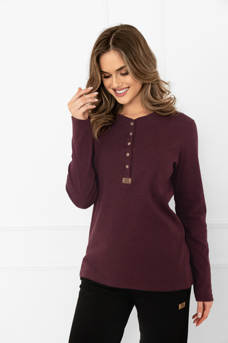 Gordo Damenbluse in Burgunderrot – Klassisches Design, Baumwolle, Langarm
