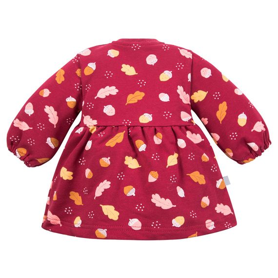 Fluffy Tails Eevi Babykleid – Burgunderrot, Baumwolle, lange Ärmel