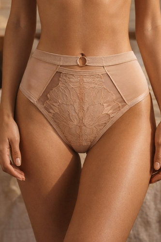 Mediolano Selena 19265 Beige Spitzen-Slips Hoher Komfort