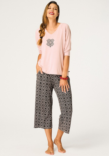 Key LNS 731 Damenpyjama Apricot Viskose 3/4