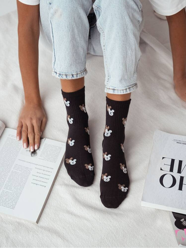 200-142 Teddy Bear Heads Milena Damensocken – schwarz