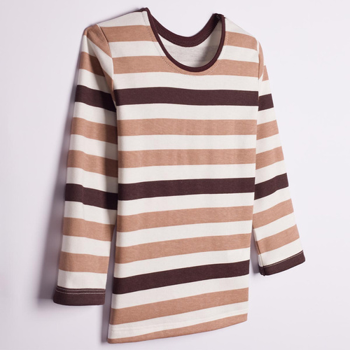 227138 Nicol Kinderbluse 100% Baumwolle, langärmlig, gestreift, braun