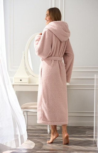 2556 Heaven L&L langer Damen-Bademantel mit Kapuze – Puderrosa