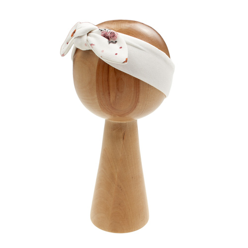 216065 Puppen-Stirnband Nicol – cremefarbene Baumwolle mit großer Schleife