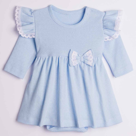 224036 Nicol Mädchen Kleid-Body Blau 100% Baumwolle Ajour