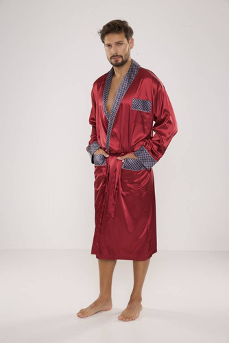 940 Forex Bademantel aus Satin für Männer - kastanienbraun