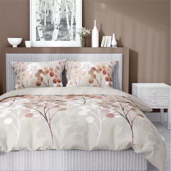 5223 A Satin-Bettwäschezweige mit runden Blättern Detexpol beige