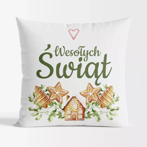 TBN016 Lebkuchen-Weihnachtskissen Marquisette weiß