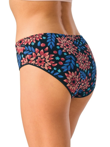Damen-Slips KEY LPC 635 B26 midi 2er-Pack aus Baumwolle, schwarz-rot