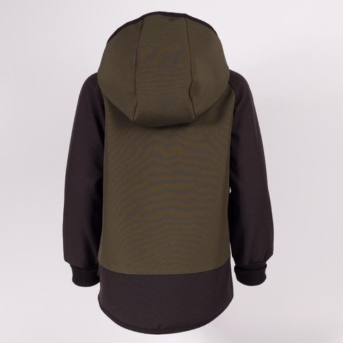 229021 Nicol Kinder Softshell-Jacke mit Fleece, Kapuze, Reflektoren - Khaki