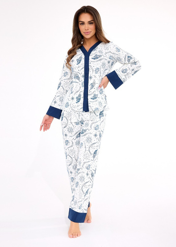 Damenpyjama 514/443 Amber CORNETTE – Baumwolle, lange Ärmel, geknöpft