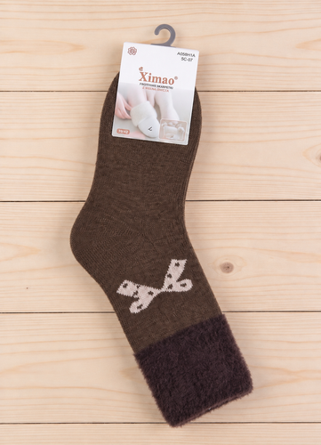 Xintao WiK 3141 wz.5 Damen Merino-Socken, 88% Wolle, warm - 3 braune Paar