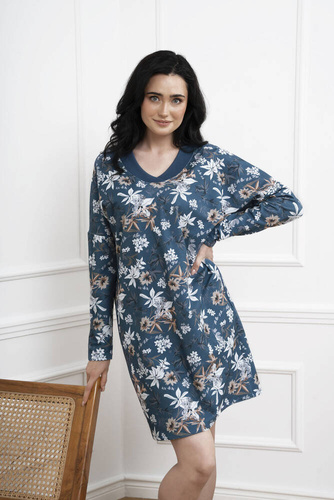 Nikjana Damen Langarm Tunika Italian Fashion - Druck