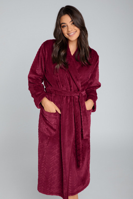 Bona Damen-Fleece-Morgenmantel Italian Fashion - kastanienbraun