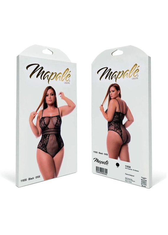 Body 1103X Fishnet Bodysuit Mapale Schwarzer Netz-Body Plus Size XL-5XL