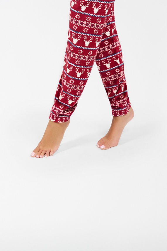 Island Fleece Damen Set Italienische Mode - burgunderfarbener Druck 