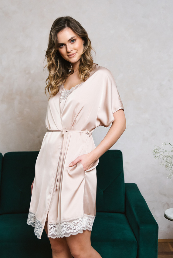 Touch Kurzarm-Bademantel Italian Fashion - beige