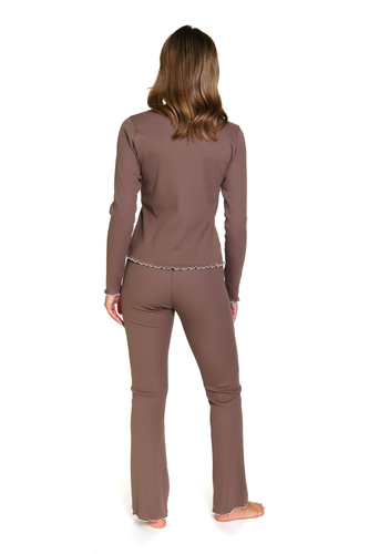 Doctor Nap 7304 – Damen-Pyjama aus Baumwolle mit gewelltem Finish | 95 % Baumwolle, polnische Produktion – Brownie