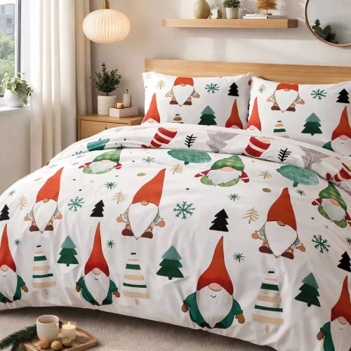 31516/1 Weihnachts-Flanellbettwäsche Flanelove Darymex grau rot – Set 100 % Baumwolle, warm und weich