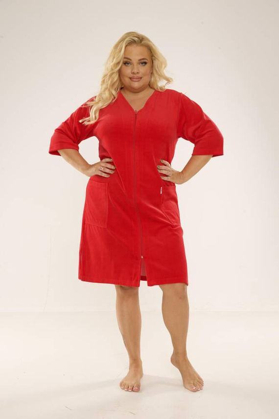 431 Velour Forex Damen Morgenmantel - rot