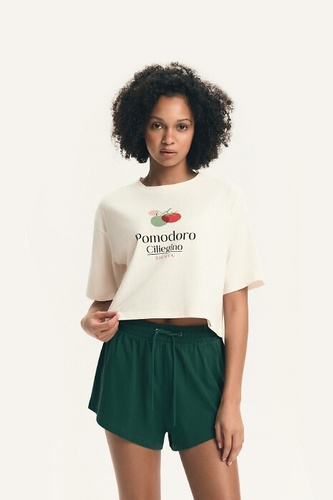 Damen-Pyjama Henderson 43724 Dessie, 100% Baumwolle, Kurzarm, Print mit Tomate