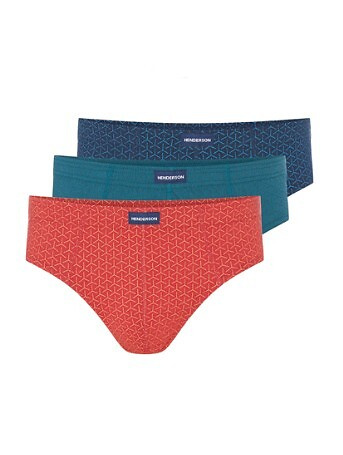 1446 K682 Henderson Herren-Slip aus grün-marineblauer Baumwolle, 3 Stück im Karton