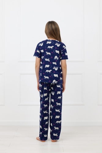 Mädchenpyjama Mimi Italian Fashion 100% Baumwolle – kurzer Ärmel, lange Hose