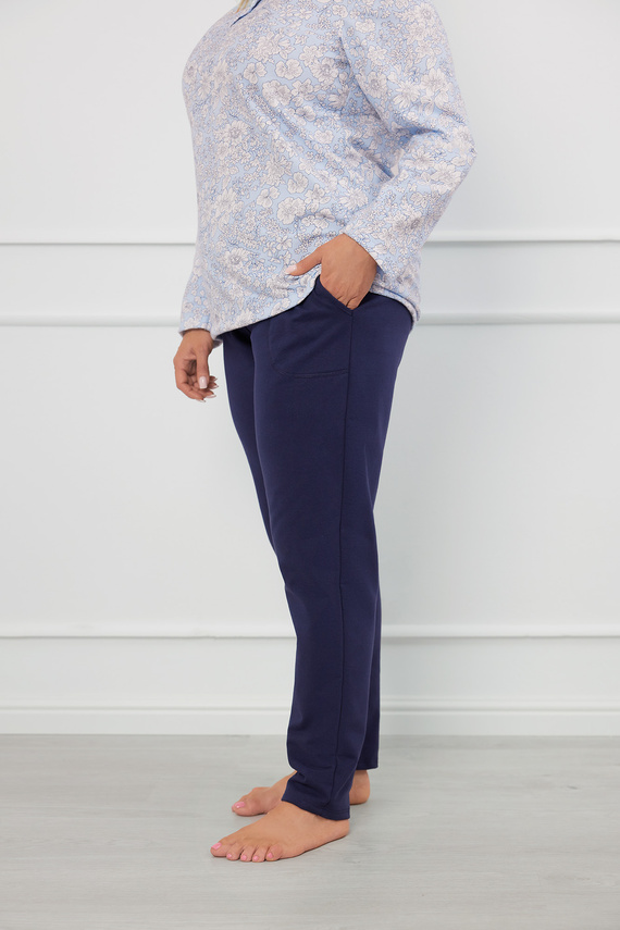 Jowita Damen Schlafanzug langarm, lange Hose Italienische Mode